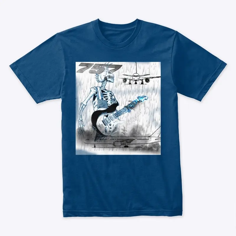 Boeing 757 Bare Bones T-Shirt Blue